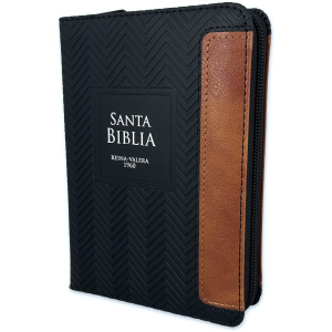 Biblia RVR1960 Geometrico negro cafe im piel cierre índice bolsillo 8.5pt