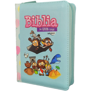 Biblia RVR1960 Mi gran viaje turquesa im piel cierre índice bolsillo 8.5pt