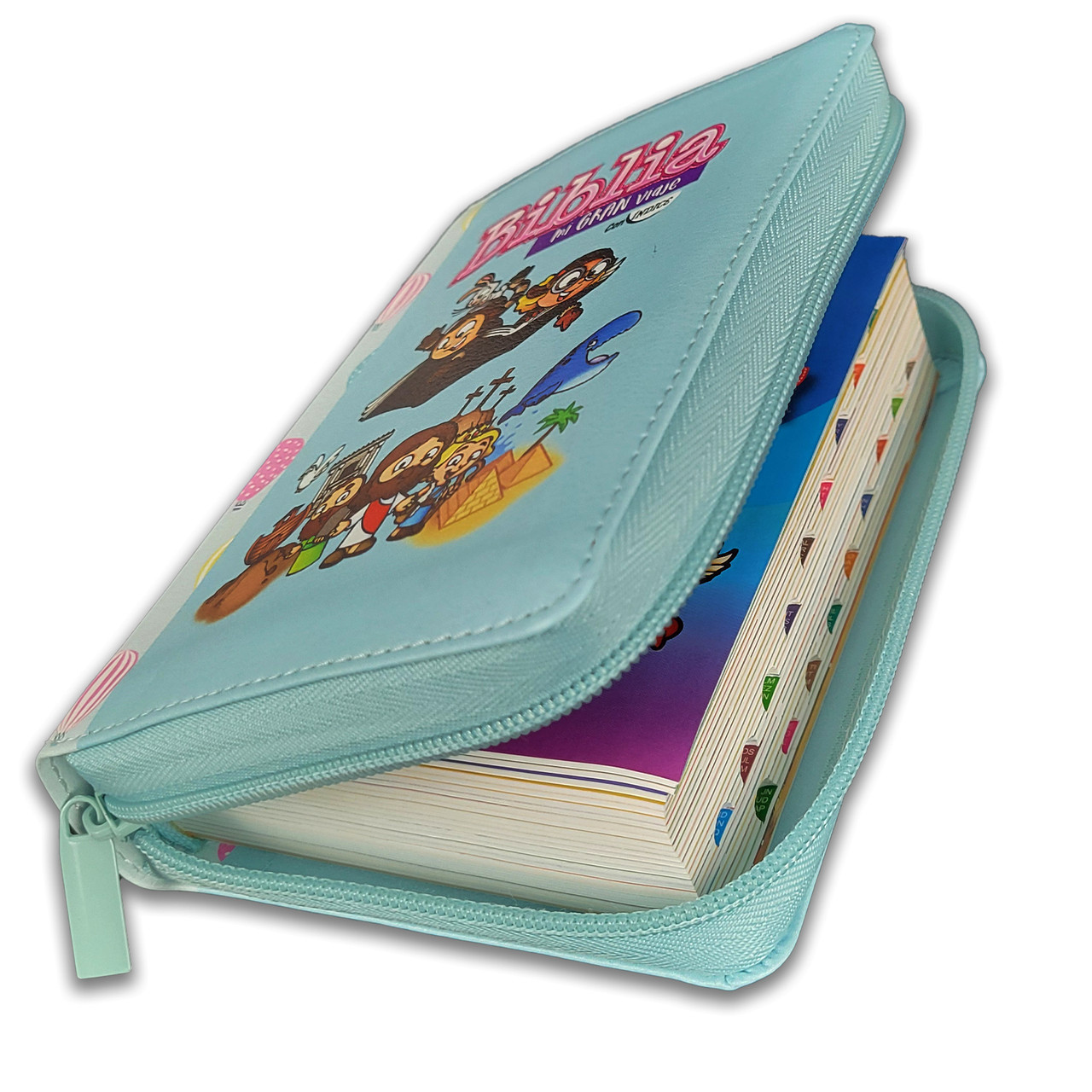 Biblia RVR1960 Mi gran viaje turquesa im piel cierre índice bolsillo 8.5pt