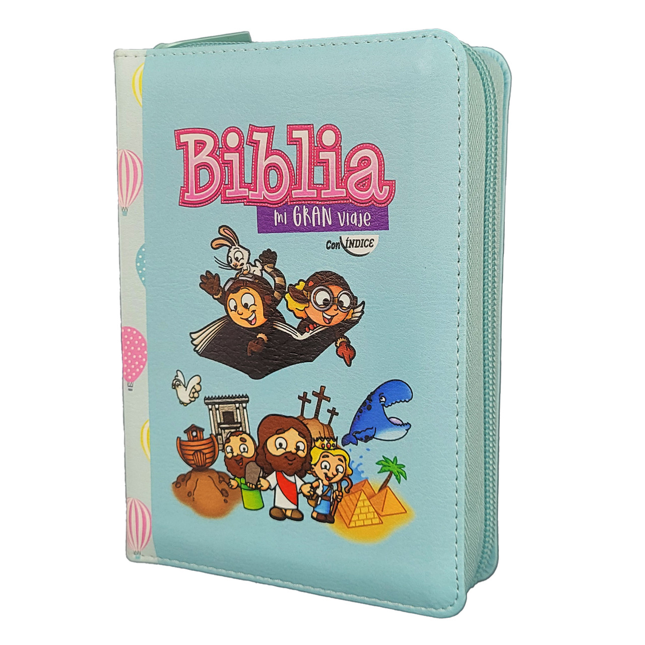 Biblia RVR1960 Mi gran viaje turquesa im piel cierre índice bolsillo 8.5pt