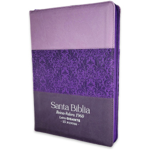 Biblia RVR1960 Tricolor lila/morado/negro im piel cierre índice gigante 15pt 085PRJ