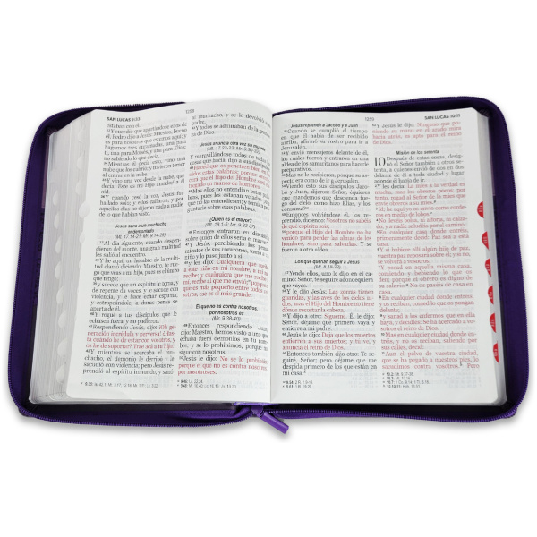 Biblia RVR1960 Tricolor lila/morado/negro im piel cierre índice gigante 15pt 085PRJ - Image 2