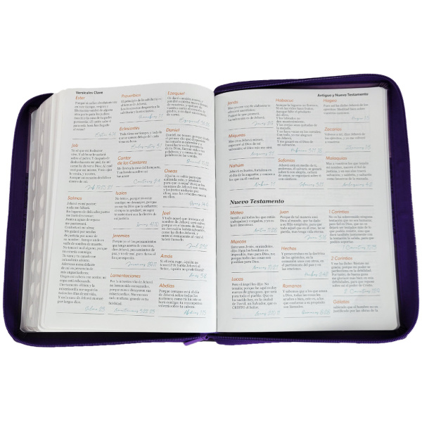 Biblia RVR1960 Tricolor lila/morado/negro im piel cierre índice gigante 15pt 085PRJ - Image 4