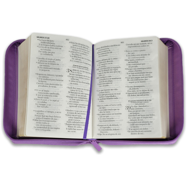 Biblia RVR1960 Clasica lila im piel cierre chica 11pt - Image 3