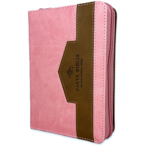 Biblia RVR1960 Elegante rosa cafe im piel cierre índice bolsillo 8.5pt