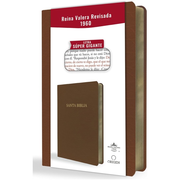Biblia RVR1960 super gigante marrón simil piel 17pt
