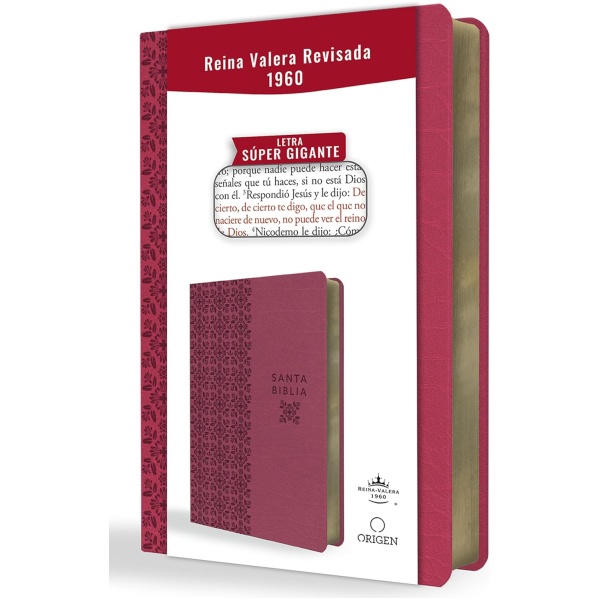 Biblia RVR1960 super gigante fucsia rosa sim pìel 17pt