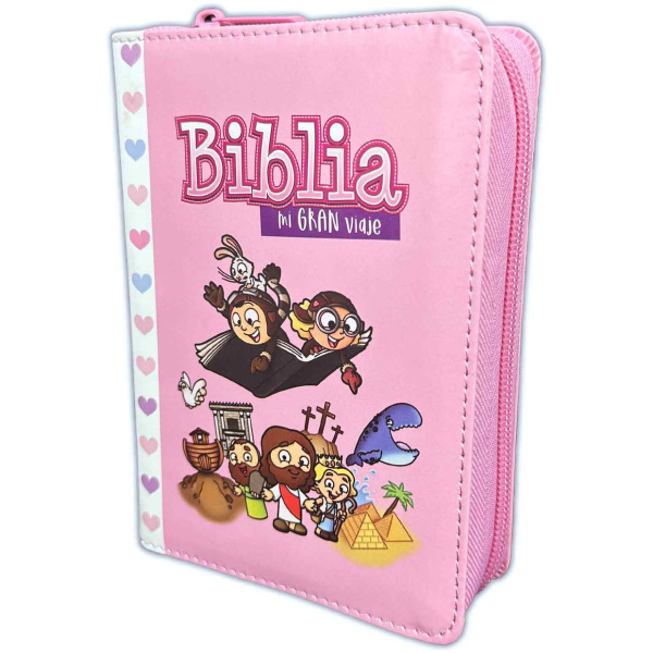 Biblia RVR1960 Mi gran viaje rosa im piel cierre bolsillo 8.5pt