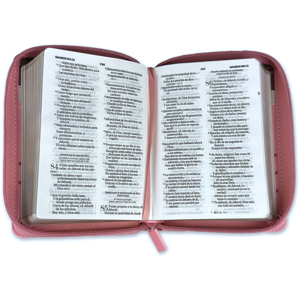 Biblia RVR1960 Primor cafe beige rosa flores im piel cierre bolsillo 7.5pt - Image 3