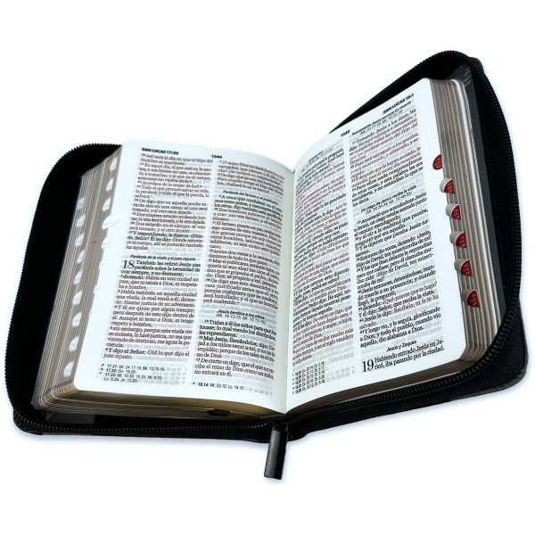 Biblia RVR1960 Elegante negro gris im piel cierre índice bolsillo 8.5pt - Image 2