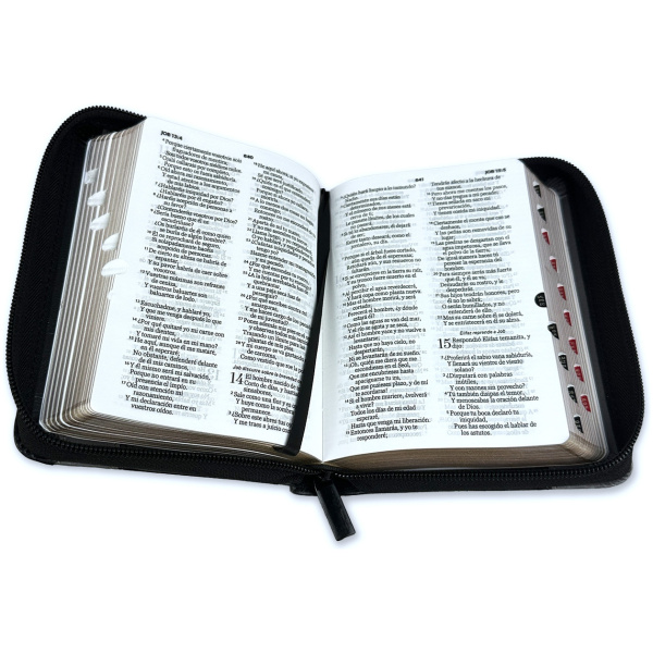 Biblia RVR1960 Elegante negro gris im piel cierre índice bolsillo 8.5pt - Image 3