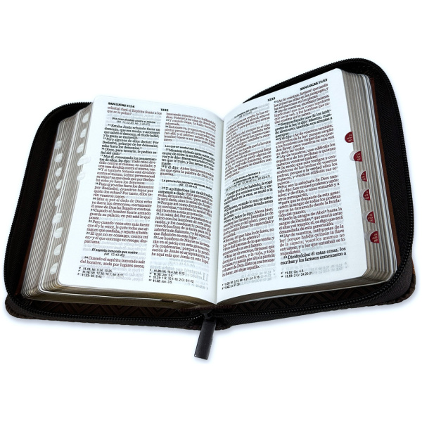 Biblia RVR1960 Geometrico cafe im piel cierre índice bolsillo 8.5pt - Image 2