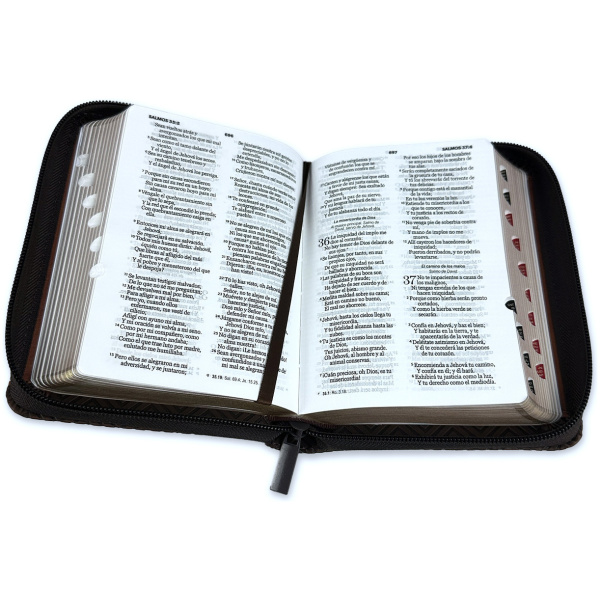 Biblia RVR1960 Geometrico cafe im piel cierre índice bolsillo 8.5pt - Image 3