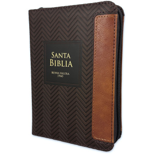 Biblia RVR1960 Geometrico cafe im piel cierre índice bolsillo 8.5pt