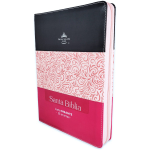Biblia RVR1960 Tricolor negro/rosa/fucsia im piel cierre índice gigante 15pt 085PRJ