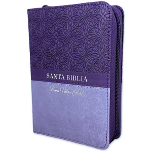 Biblia RVR1960 Bifloral lila lila im piel cierre índice bolsillo 8.5P