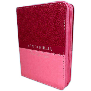 Biblia RVR1960 Bifloral rosa rosa im piel cierre índice bolsillo 8.5pt
