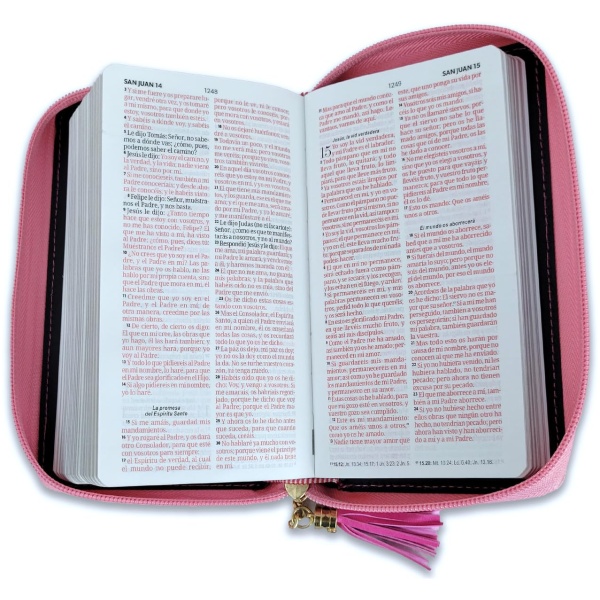 Biblia RVR1960 horizonte chequera fucsia rosa im piel cierre 8pt PJR - Image 3