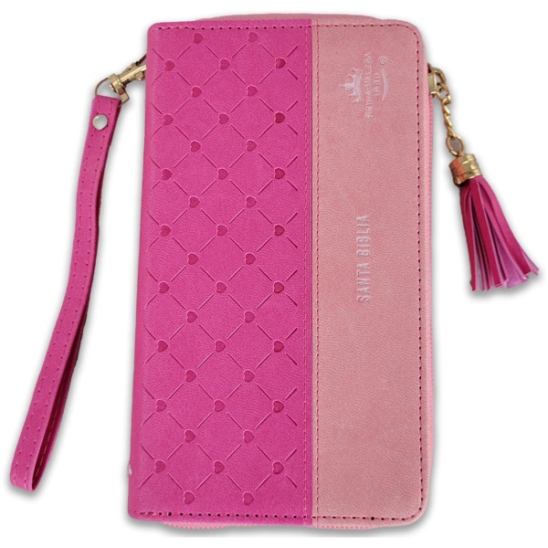 Biblia RVR1960 horizonte chequera fucsia rosa im piel cierre 8pt PJR