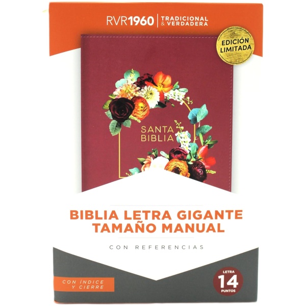 Biblia RVR1960 Limitada granada im piel índice cierre manual 14pt - Image 7