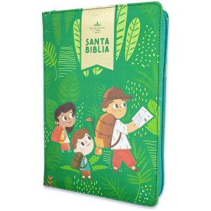 Biblia RVR1960 interactiva para niños verde cierre manual 12pt