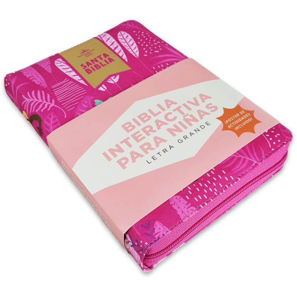 Biblia RVR1960 interactiva para niñas rosa cierre manual 12pt - Image 7
