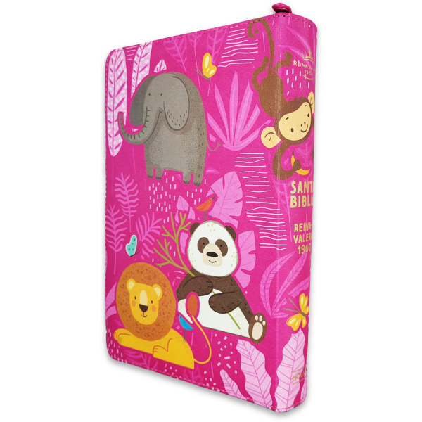 Biblia RVR1960 interactiva para niñas rosa cierre manual 12pt - Image 2