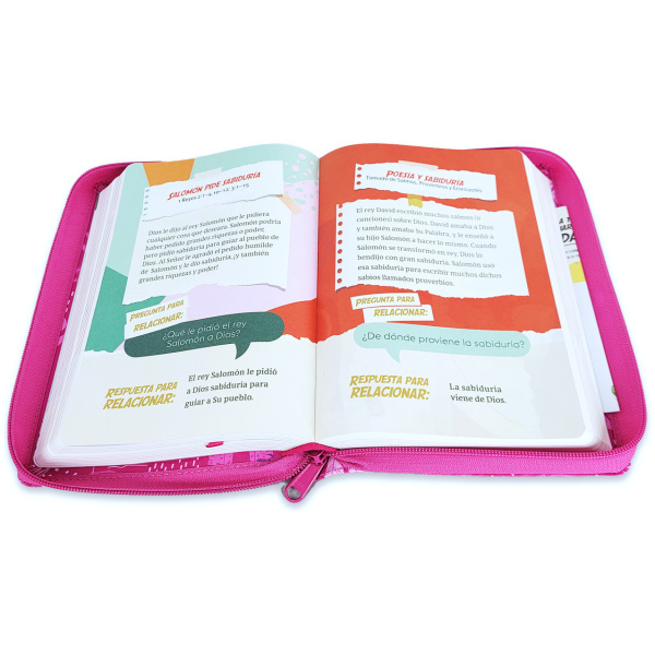 Biblia RVR1960 interactiva para niñas rosa cierre manual 12pt - Image 4