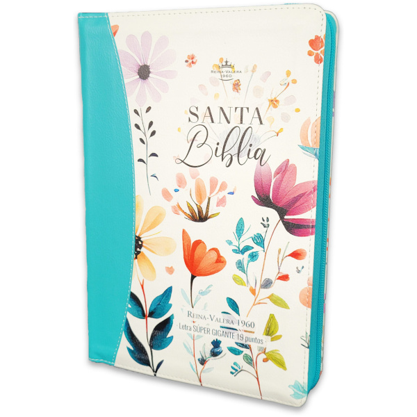 Biblia RVR1960 Jardin sup gig turquesa im piel cierre índice 19pt
