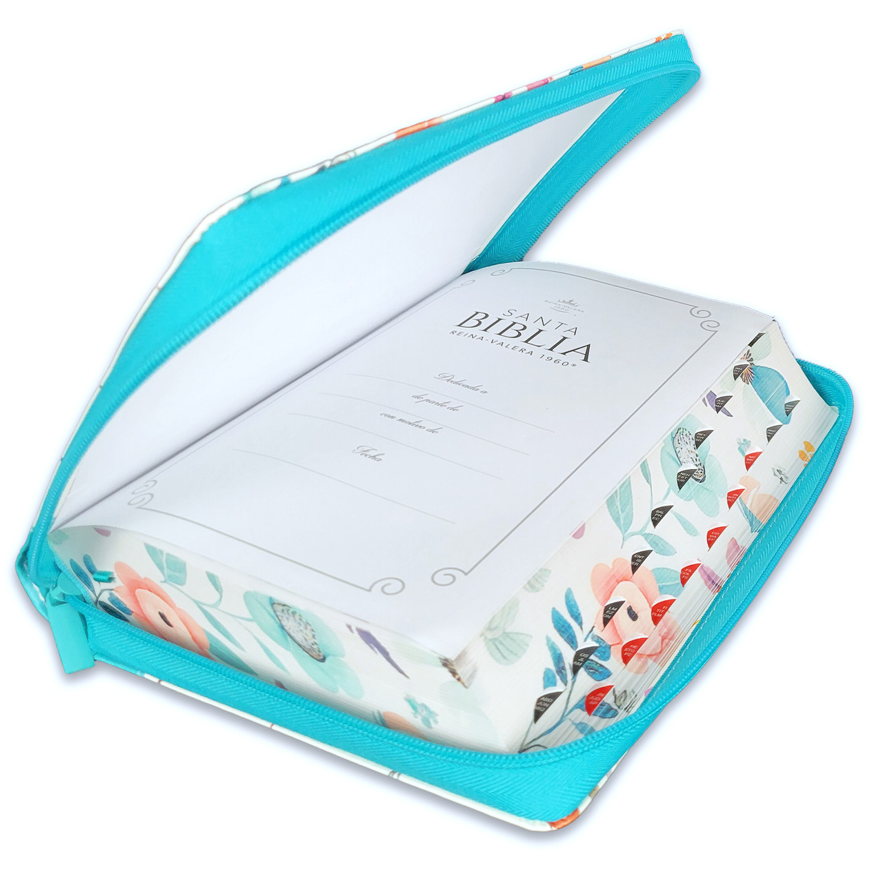 Biblia RVR1960 Jardin sup gig turquesa im piel cierre índice 19pt