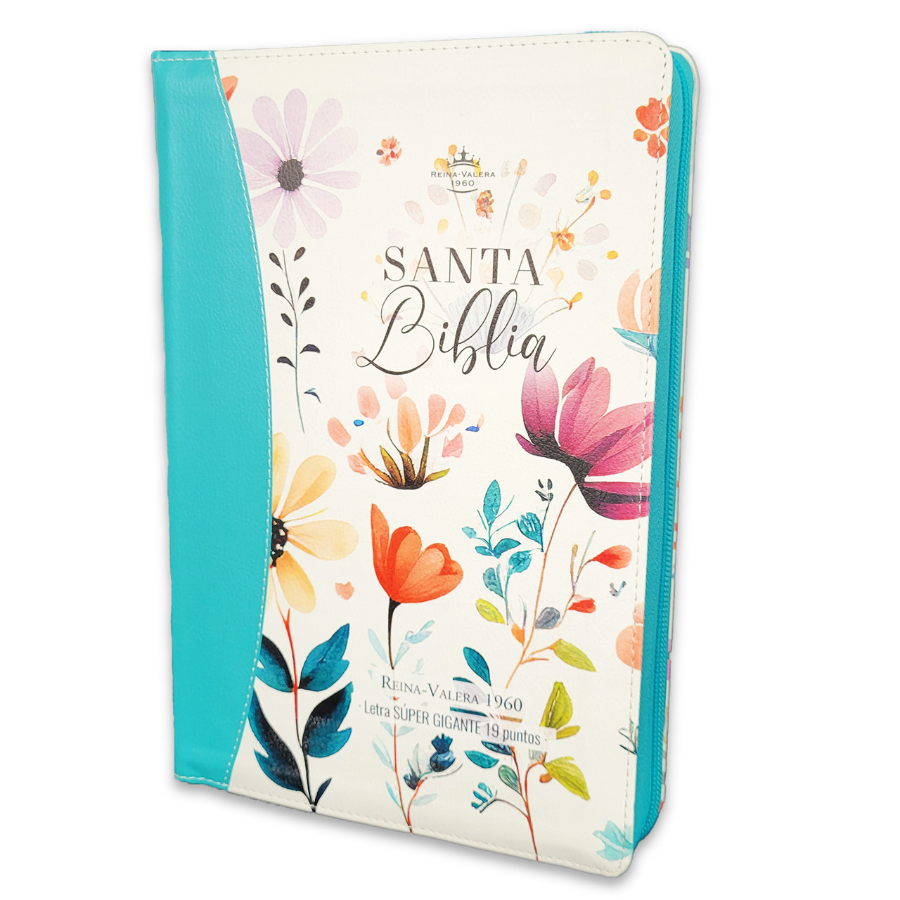 Biblia RVR1960 Jardin sup gig turquesa im piel cierre índice 19pt