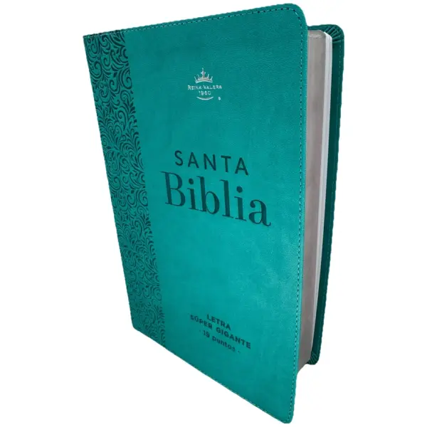 Biblia RVR1960 Éfeso sup gig turquesa floral im piel 19pt