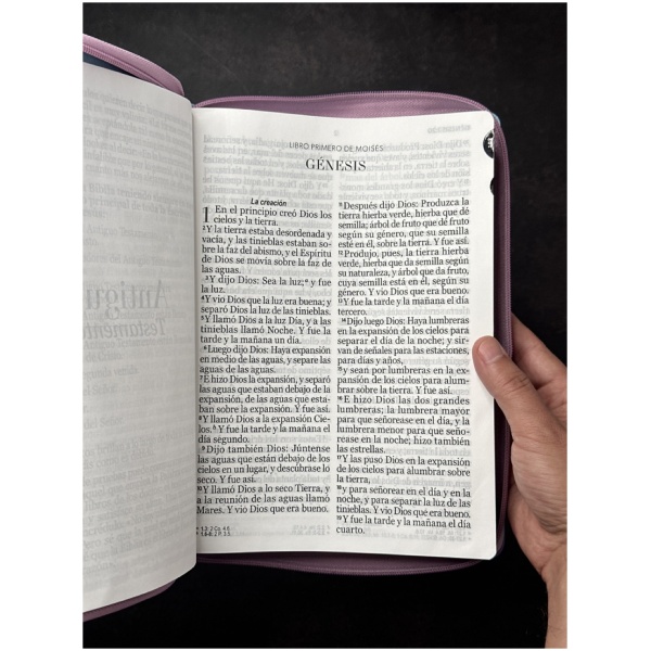 Biblia RVR1960 Tricolor sg azul rosa lila im piel cierre índice 19pt - Image 4