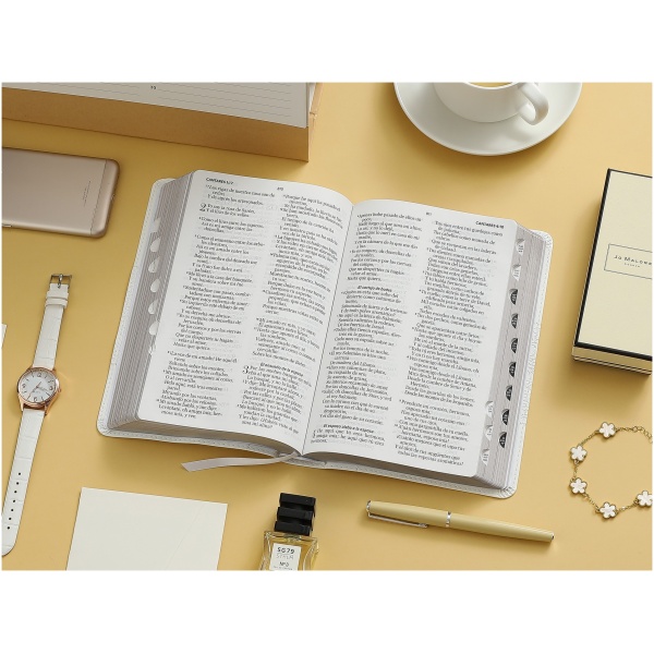 Biblia RVR1960 boda canto plateado c/caja im piel índice manual 12.5pt - Image 3