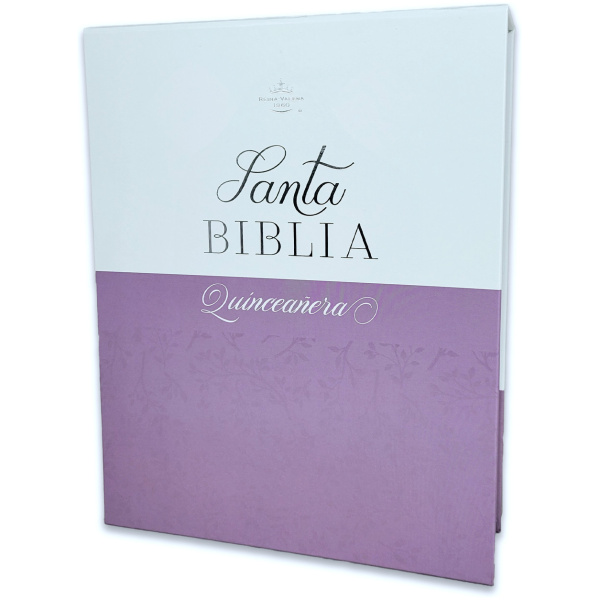 Biblia RVR1960 Quinceañera lila/blanco im piel índice cierre 10pt