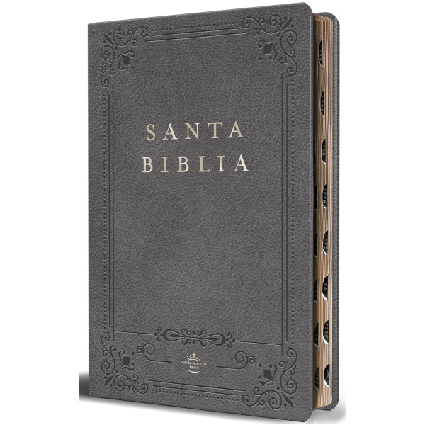 Biblia RVR1960 letra grande gris im piel índice 10.5pt