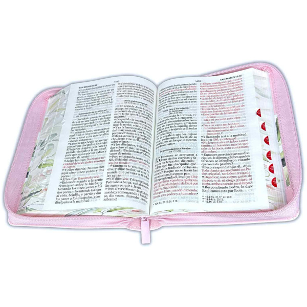Biblia RVR1960 Maravillas boho rosa c pintado im piel cierre índice 11pt - Image 2