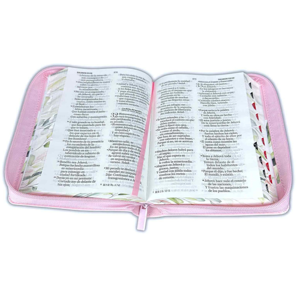 Biblia RVR1960 Maravillas boho rosa c pintado im piel cierre índice 11pt - Image 3