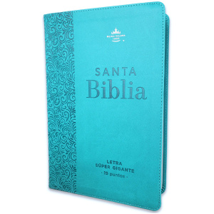 Biblia RVR1960 Efeso sup gig turquesa floral im piel índice 19pt
