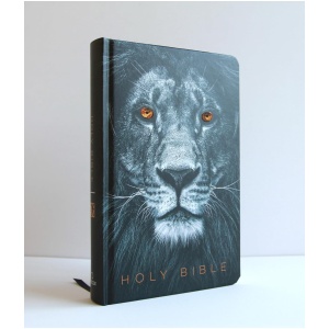 Biblia KJV letra grande Leon de Juda negro tapa dura 12pt