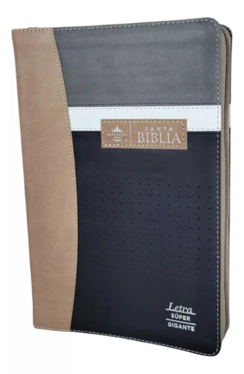 Biblia RVR1960 Agora Tech dot negro/gris/beige im piel índice cierre 19pt