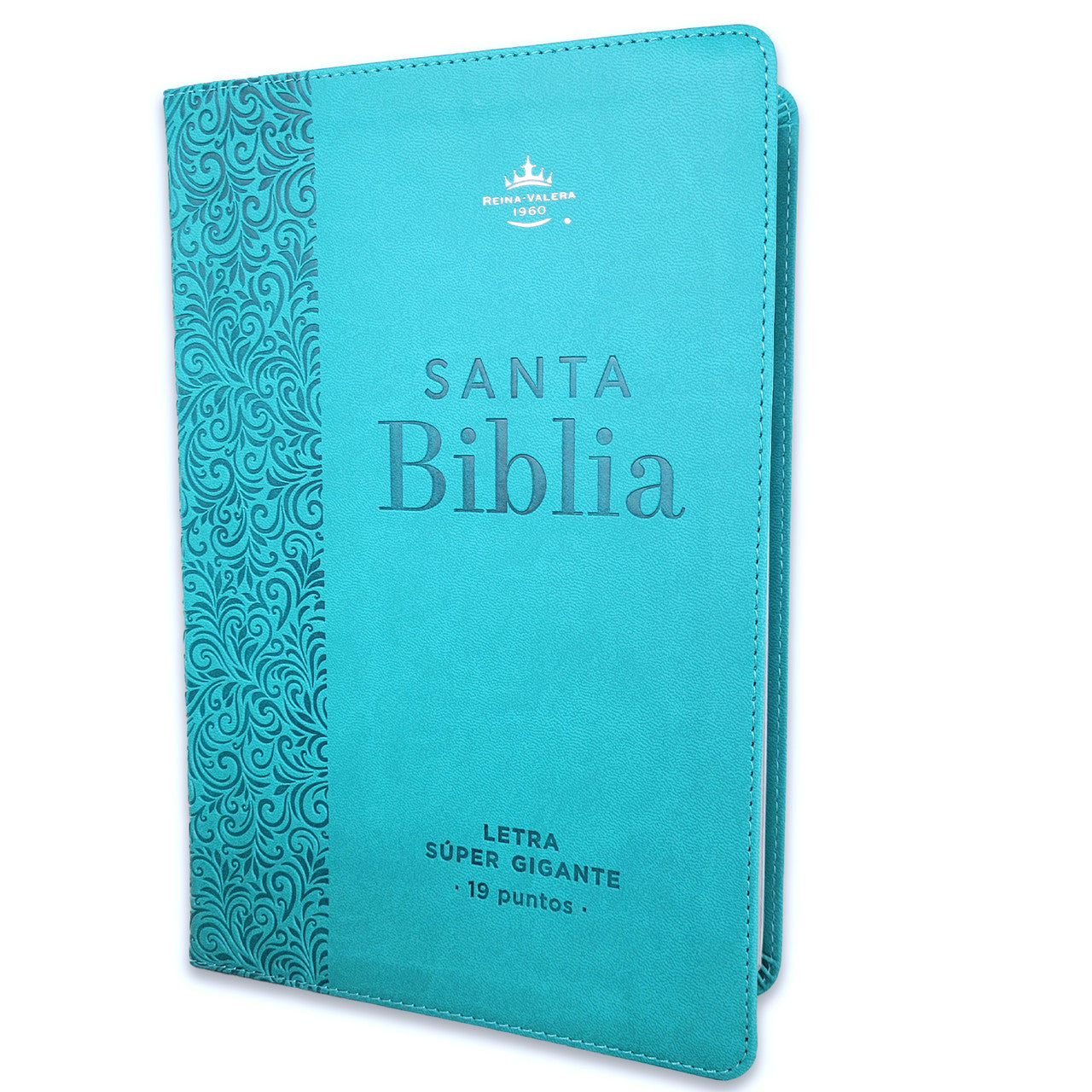 Biblia RVR1960 Efeso sup gig turquesa floral im piel índice 19pt