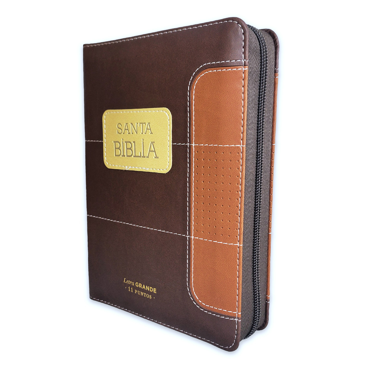 Biblia RVR1960 Entusiasmo cafe marron im piel cierre índice 11pt LGi PRJ