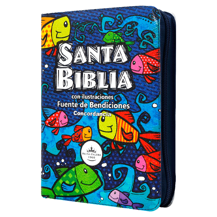 Biblia RVR1960 infantil ilust azul peces 9pt RVR045cPLMFBTIZ
