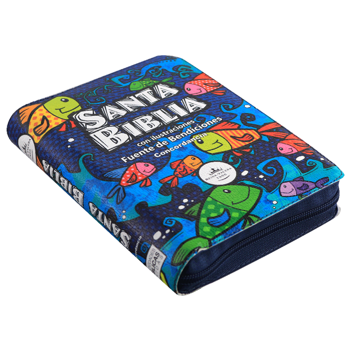 Biblia RVR1960 infantil ilust azul peces 9pt RVR045cPLMFBTIZ