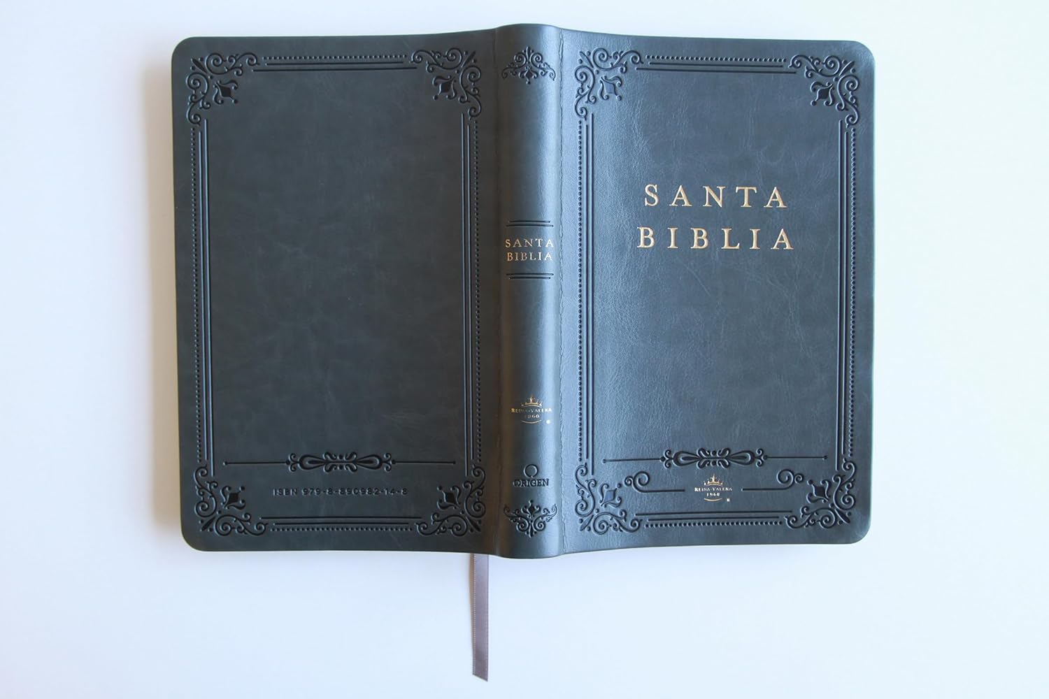 Biblia RVR1960 letra grande gris im piel índice 10.5pt