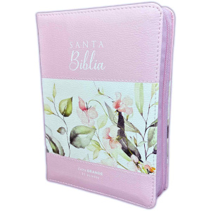 Biblia RVR1960 Maravillas boho rosa c pintado im piel cierre índice 11pt