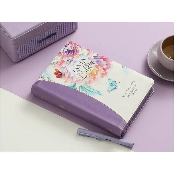 Biblia RVR1960 Jardin sup gig lila cto pintado im piel cierre índice 19pt - Image 2
