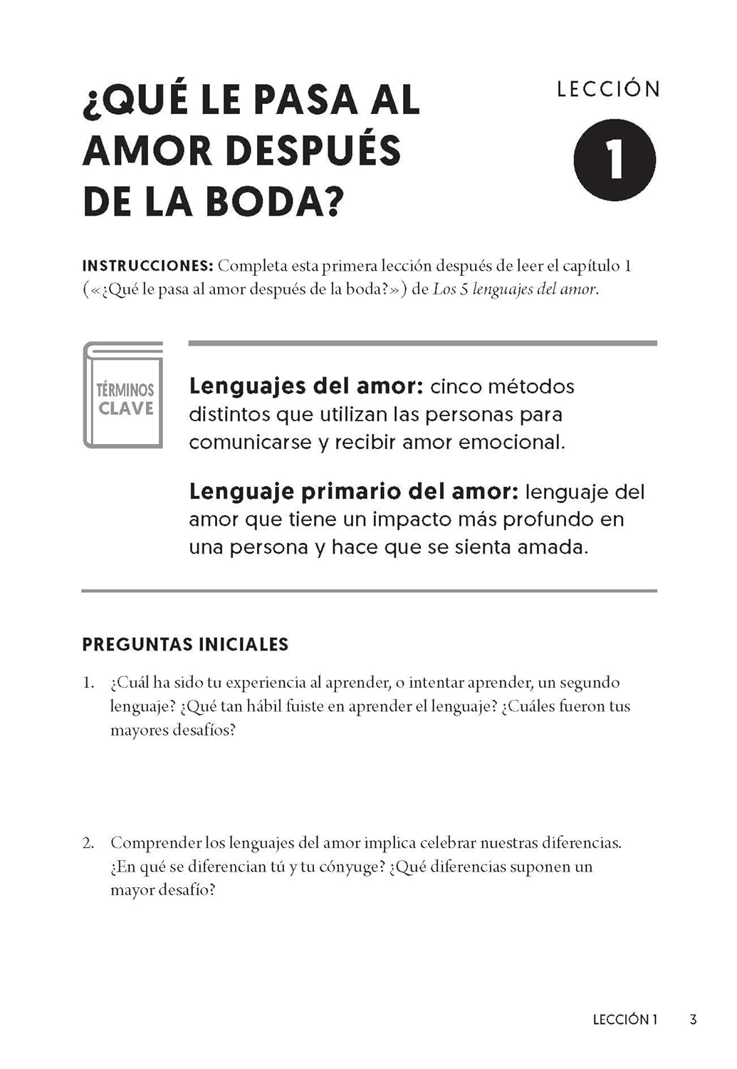 Los 5 lenguajes del amor – Cuaderno de ejercicios