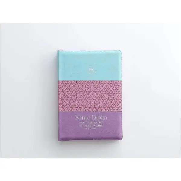 Biblia RVR1960 Tricolor sg azul rosa lila im piel cierre índice 19pt